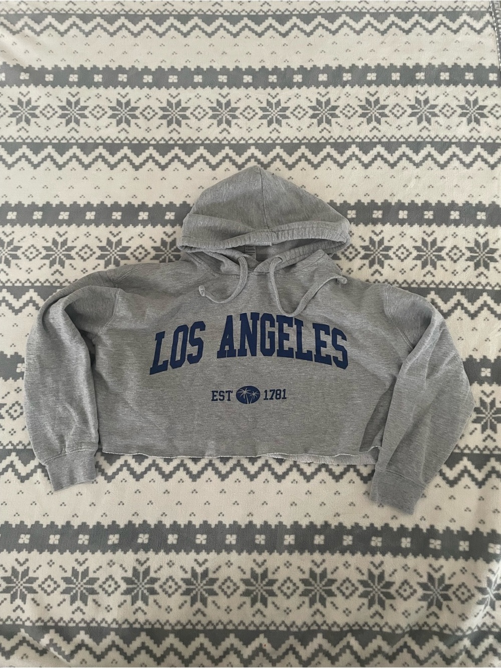 Gray Los Angeles Cropped Hoodie Sweatshirt
